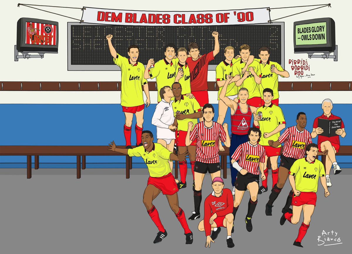 ArtyBianco's tweet photo. Last update for a bit as I’m sure I’m boring you with this by now… 😂 (Added Wilf and the most famous physio on the plant). #sufc #twitterblades #classof90 #artybianco https://t.co/1Q7Ykp2B5K