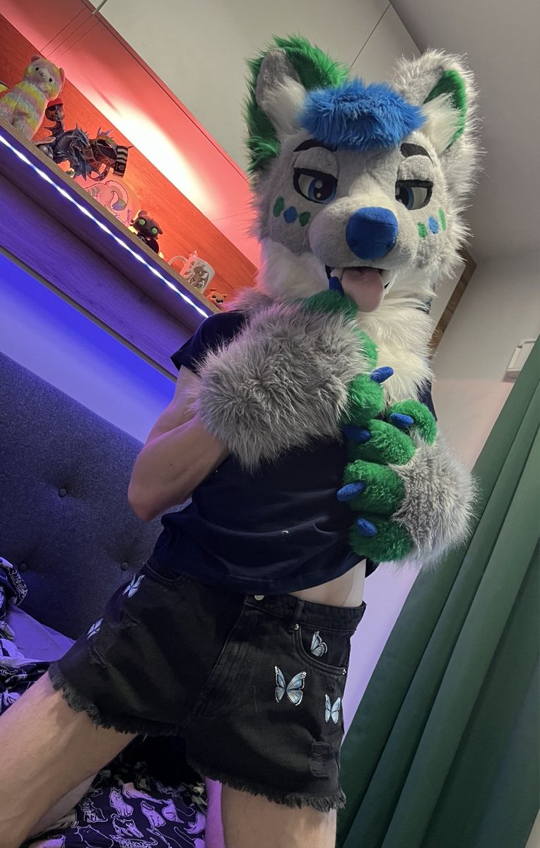 They say dogs are not allowed on the bed. I didn’t listen 😘

Would you punish me for that?

📸 <a href="/ZellZapaven/">Zell Zapaven</a>
#furry #fursuit #wolf