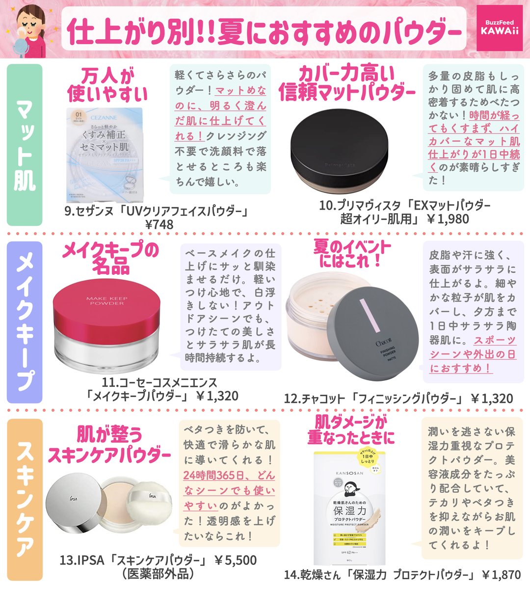 しらたまほっぺ様　フェイスパウダー5点 理想の仕上がり＆肌質別！ 暑い夏におすすめの「人気フェイスパウダー