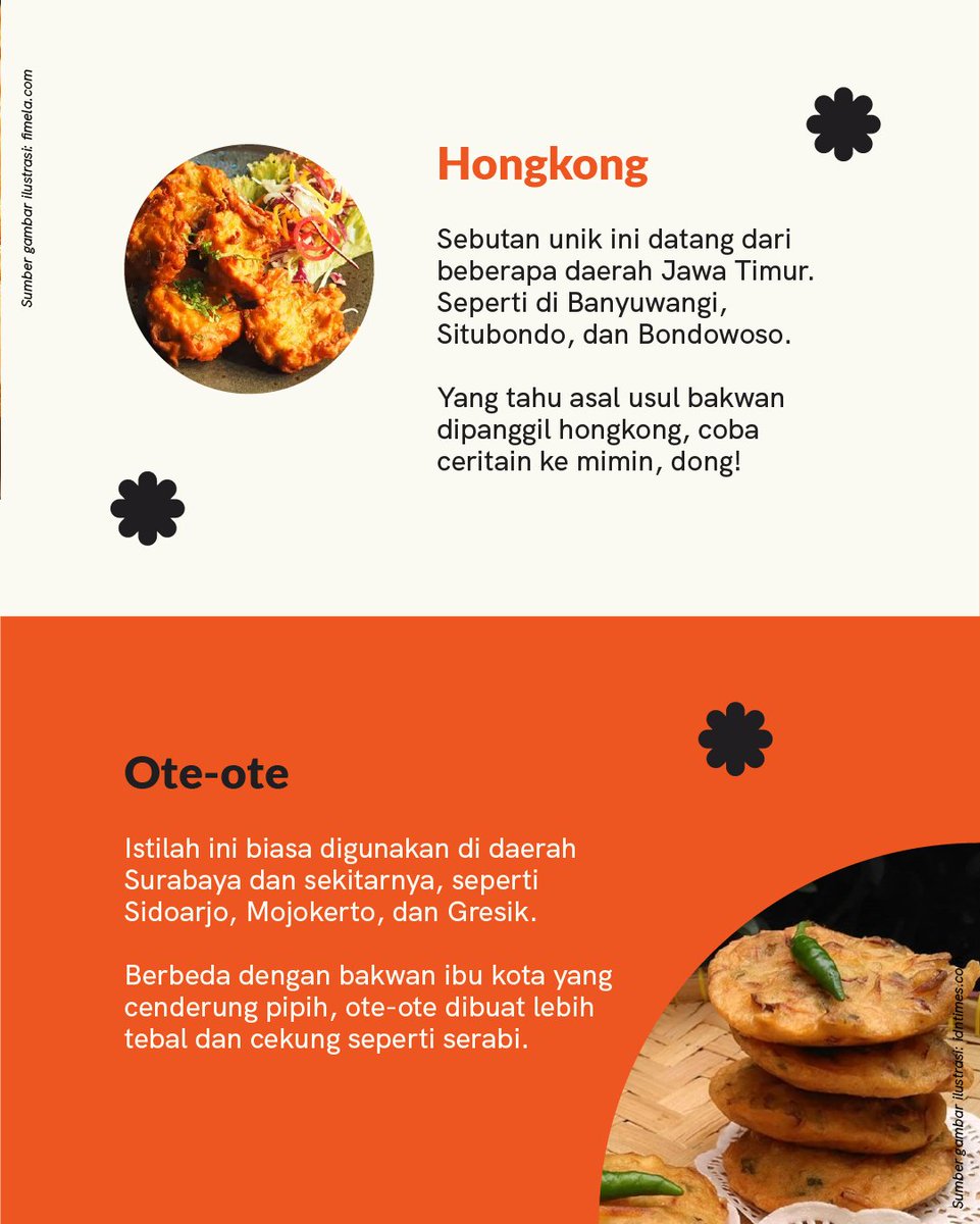 Berbeda-beda tapi tetap bakwan juga 🔥🤤

Tersebar ke banyak daerah di Indonesia, makanan satu ini punya banyak sebutan unik! ✨

Trivial ini wajib banget diketahui #SobatParekraf yang hobi travelling! 🧳
Biar gak salah pesen bakwan, Sob! 🤭

Kalau di tempat kamu sebutannya apa,
