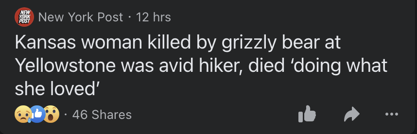 Did she really love being mauled by a bear? I don't mean to kink-shame anyone.