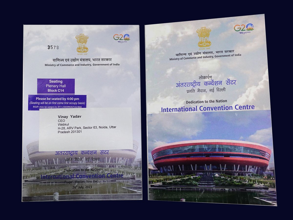 webkul's tweet photo. Delighted and honoured to announce that our visionary CEO, Mr Vinay Yadav, has been invited by the Ministry of Commerce and Industry, Government of India, for the prestigious PM-led inauguration of ITPO's state-of-the-art new building! 🏢✨

#Webkul #ITPOInauguration #Innovation https://t.co/QNdp4PhuWi