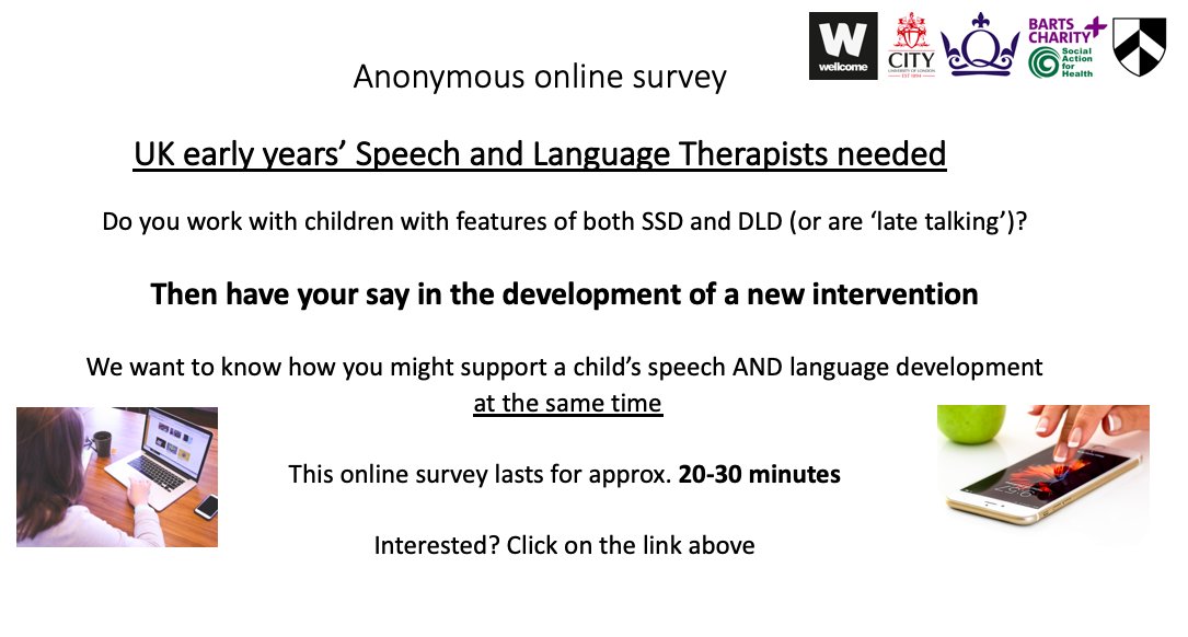 Early years' SLTs- you can help us develop a new intervention!

cityunilondon.eu.qualtrics.com/jfe/form/SV_79…