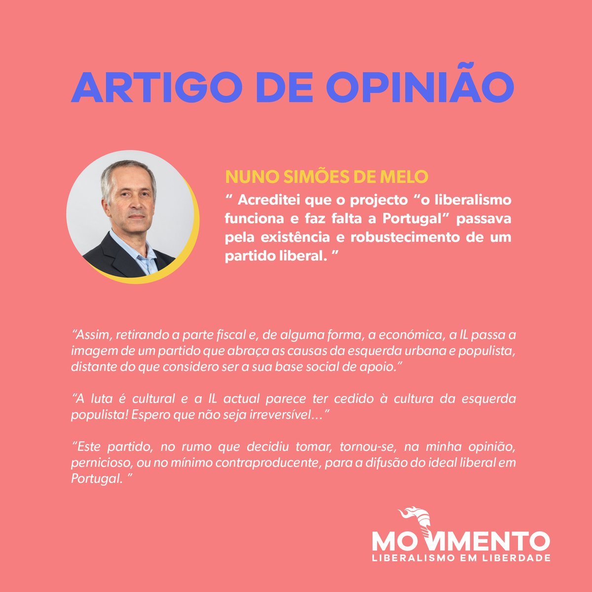Para Nuno Simões de Melo, "a IL corre o risco de matar" o Liberalismo em Portugal, e mantém-se "firme neste combate, distante do populismo de esquerda e sempre por Portugal e pelos portugueses!".

observador.pt/opiniao/pelo-l…

#liberalismoemliberdade
