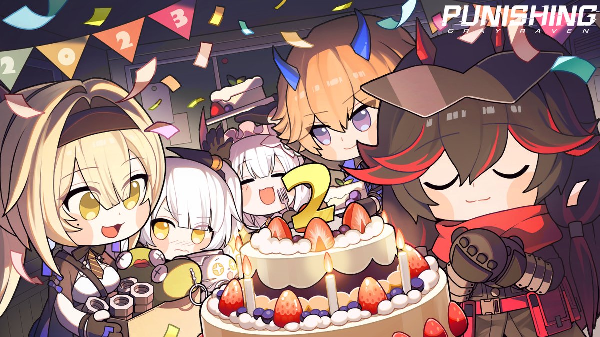 "Surprise, Commandant! Here's to the 2nd year of us knowing you, and the many many more years ahead!"
What caught your eye as you enter the party is the big customized 2nd-anniversary cake. Want to take a bite first?
#punishinggrayraven #PGR