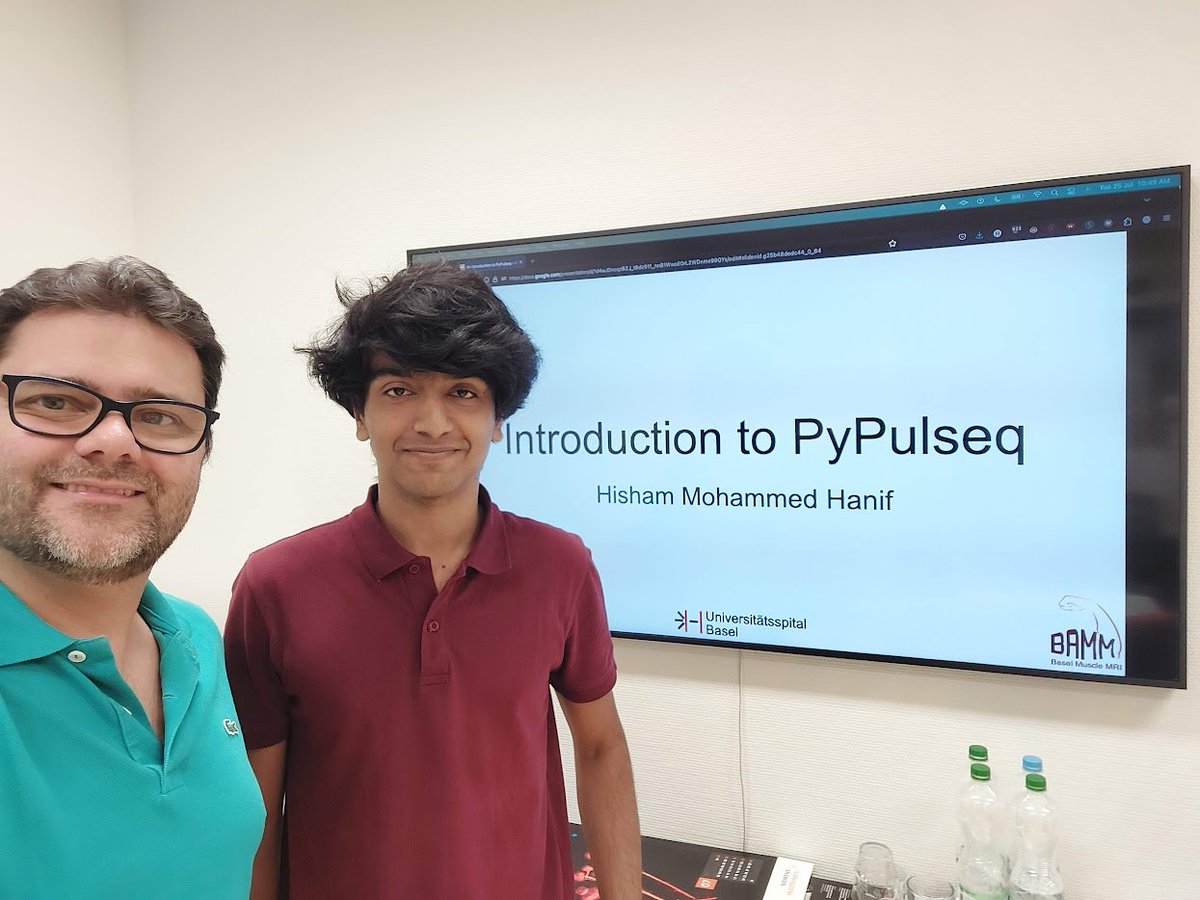 Today, our intern Hisham Hanif @Darkermeteo from <a href="/iitdelhi/">IIT Delhi</a> gave the final presentation of his internship. An excellent student, who taught us how to use #Pulseq for vendor-independent #MRI sequence programming. Thank you for working with us, Hisham, and good luck for your future!