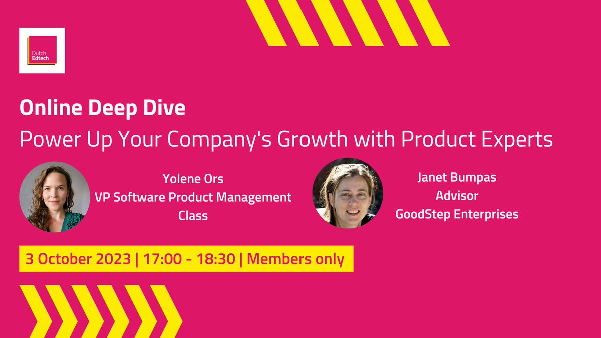 𝗗𝗼 𝘆𝗼𝘂 𝘄𝗮𝗻𝘁 𝘁𝗼 𝗣𝗼𝘄𝗲𝗿 𝗨𝗽 𝗬𝗼𝘂𝗿 𝗖𝗼𝗺𝗽𝗮𝗻𝘆’𝘀 𝗚𝗿𝗼𝘄𝘁𝗵 𝘄𝗶𝘁𝗵 𝗲𝘅𝗽𝗲𝗿𝗶𝗲𝗻𝗰𝗲 𝗣𝗿𝗼𝗱𝘂𝗰𝘁 𝗘𝘅𝗽𝗲𝗿𝘁𝘀?

📅 Tuesday, October 3rd - 17:00 to 15:30

👉 Register here: buff.ly/3KctK9W

#DutchEdTech #EdTech #Startups #DeepDive #JoinUsNow