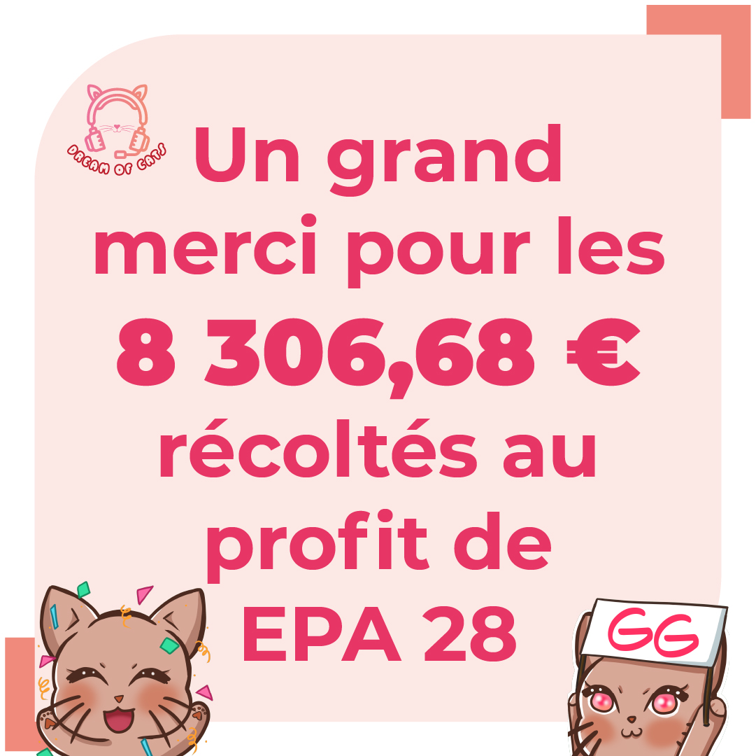 Dreamofcats_'s tweet photo. #dreamofcats

Avec l'équipe nous tenions à tous vous remercier pour cette première édition DreamOfCats.

Et dire qu'à la base, nous visions 5000€ ! 

Vous avez explosé les compteurs ! 

#twitch #twitchstreamer #twitchtv #stream #streaming #twitchfr #EVENT #charity https://t.co/ipLBybat7L