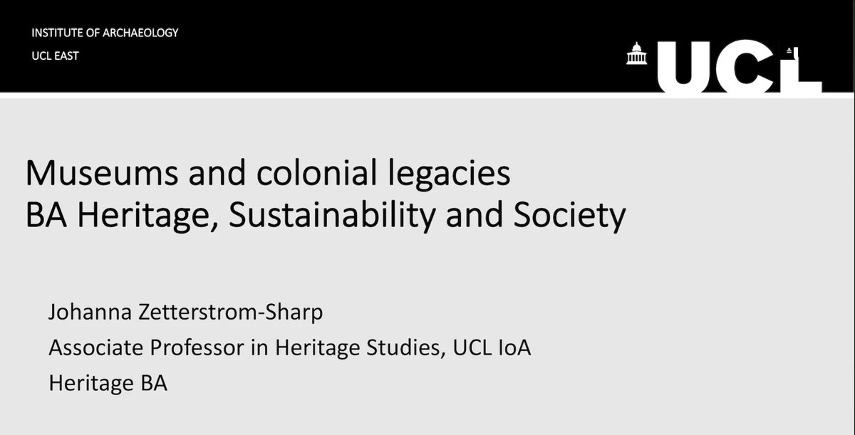 A few weeks ago we concluded our UCL East Masterclasses! 👏

In our final session, Associate Professor @JohannaZS from @UCLarchaeology spoke about museums and their colonial legacies!

Learn more about our BA in Heritage, Sustainability and Society here👇 
bit.ly/3K7Y1GM