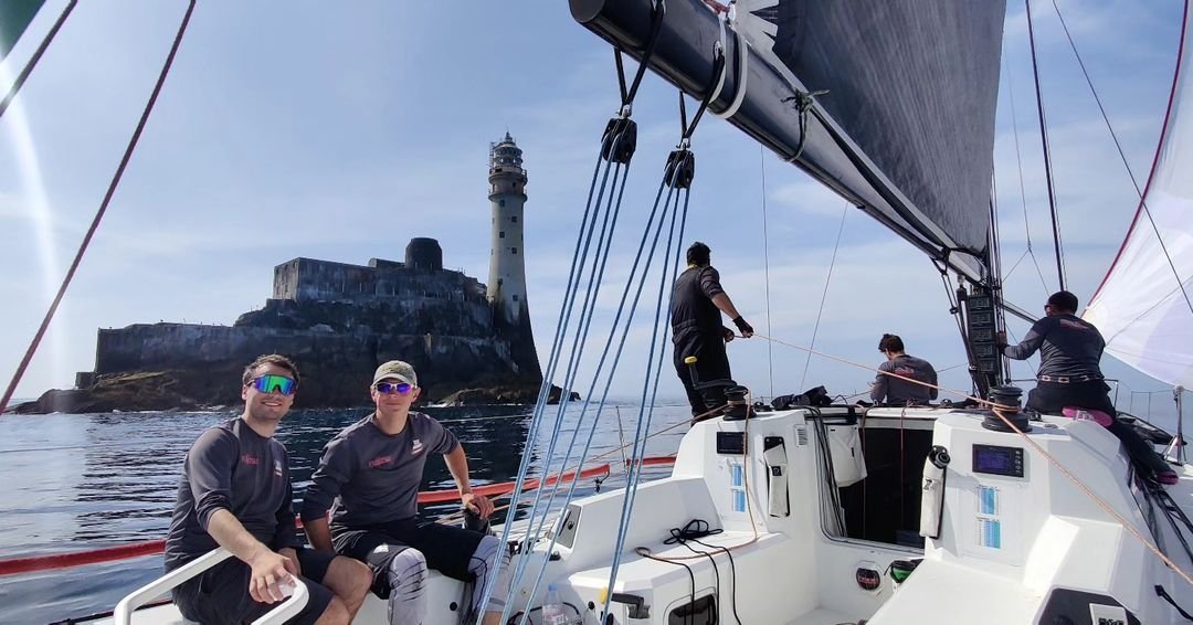 ArmySportASCB's tweet image. Fastnet Rock 🪨 

Now pushing hard for Cherbourg on Fujitsu British Soldier for the crew from @SailArmy

#ArmySailing #rolexfastnetrace #rorcracing #50thedition #BritishArmySport