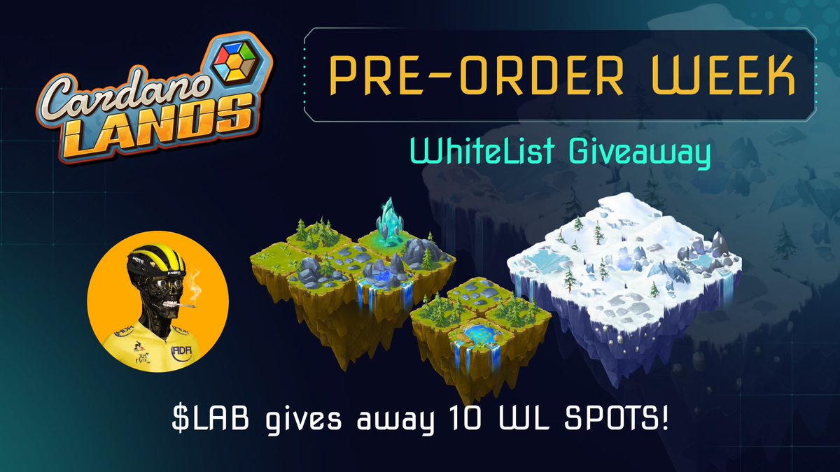 labarftoken's tweet image. #GIVEAWAY with CardanoLands for their 
LAND PRE-ORDER WEEK WhiteList!!  
🏆Prize
10x Land Pre-Order WL spots 
How to participate
✅Follow @labarftoken &amp;amp; @cardanolands 
✅  ❤️  + RT
✅Tag friends  
⏰ 48h   
BECOME A LAND OWNER!
#CNFTGiveaway #GiveawayNFT #NFTCommmunity
#LAB $LAB