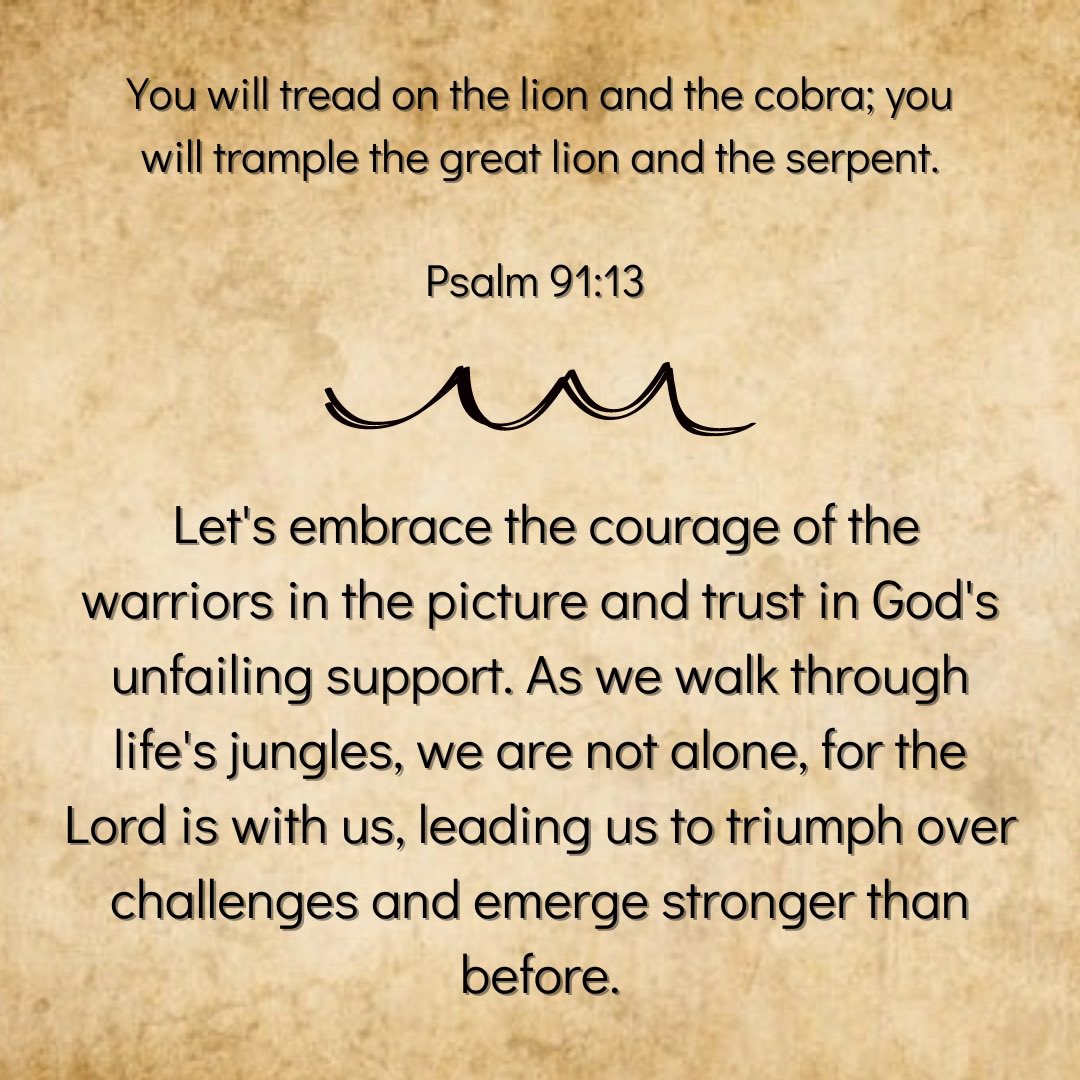 WorldBibleGuide's tweet photo. Psalm 91:13
🦁This verse serves as a reminder that with God as our protector and strength, we can confidently face any battle or difficulty.
#bible #bibleverse #bibleexplained #psalms #inspiration #courage #overcomechallenges #trustingod https://t.co/FDxDXyaiX3