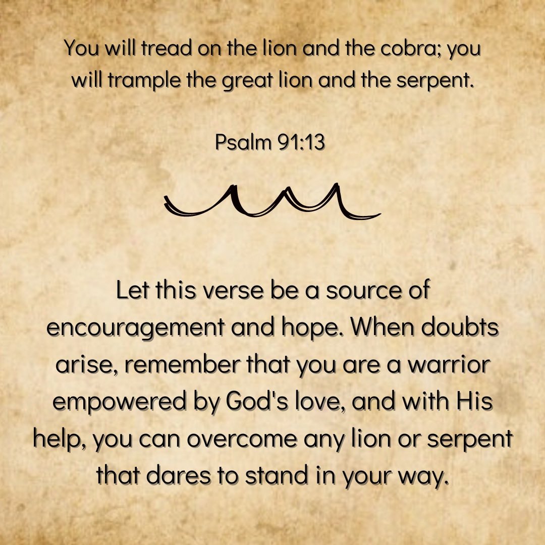 WorldBibleGuide's tweet photo. Psalm 91:13
🦁This verse serves as a reminder that with God as our protector and strength, we can confidently face any battle or difficulty.
#bible #bibleverse #bibleexplained #psalms #inspiration #courage #overcomechallenges #trustingod https://t.co/FDxDXyaiX3