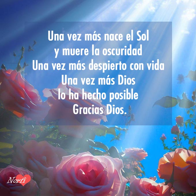 Una vez más nace el Sol y muere la oscuridad. Una vez más despierto con vida. Una vez más Dios lo ha hecho posible.
Gracias Dios.
norfipc.com/mensajes-crist…
#mensajescristianos