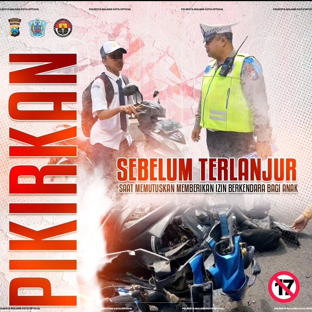 Mari selalu memperhatikan keselamatan diri dan keluarga dengan memberikan edukasi kepada anak yang belum masih belum cukup umur dan belum layak mengendarai kendaraan bermotor di jalan raya. #polantasjatim #polantasmalangkota #polresmalangkota #tertibitukeren