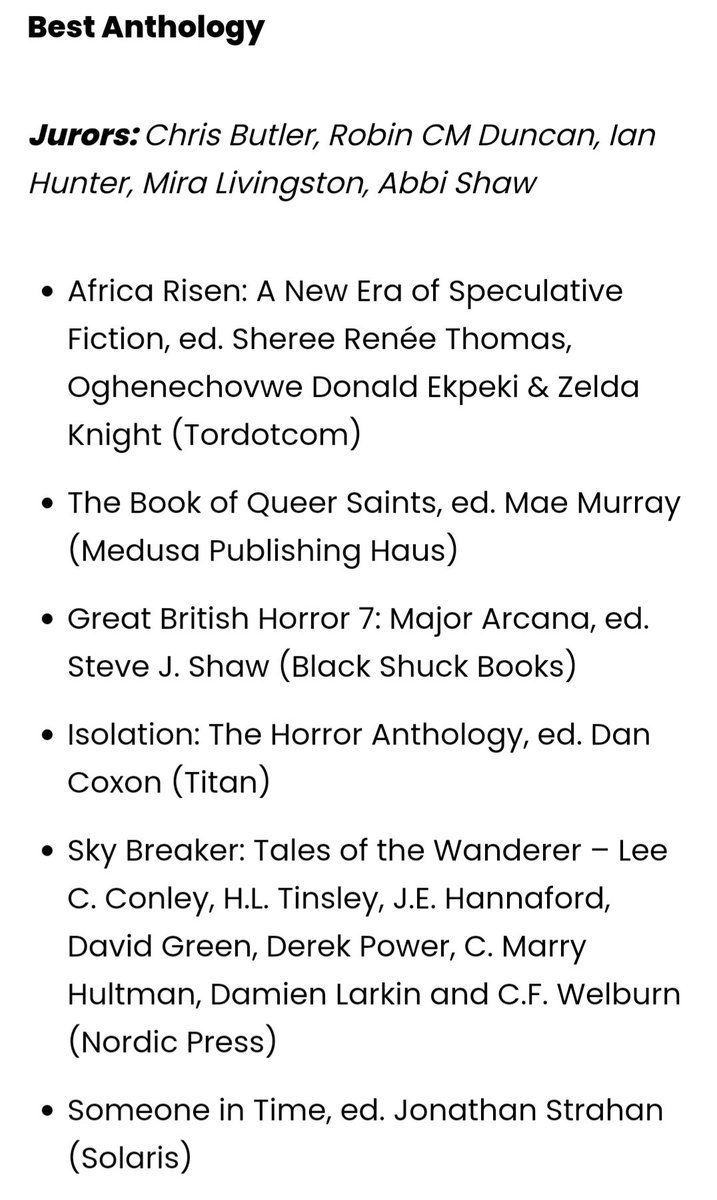 Delighted that Path Of War has been nominated for Best Fantasy Novel at the @BritFantasySoc awards! And not only that, Sky Breaker is up for Best Anthology! Congrats @hannaford_jenny, @LongswordLee, @hollytinsl3y, @Damo_Dangerman, @dcpower_author, #CFWelburn and @stoughe!