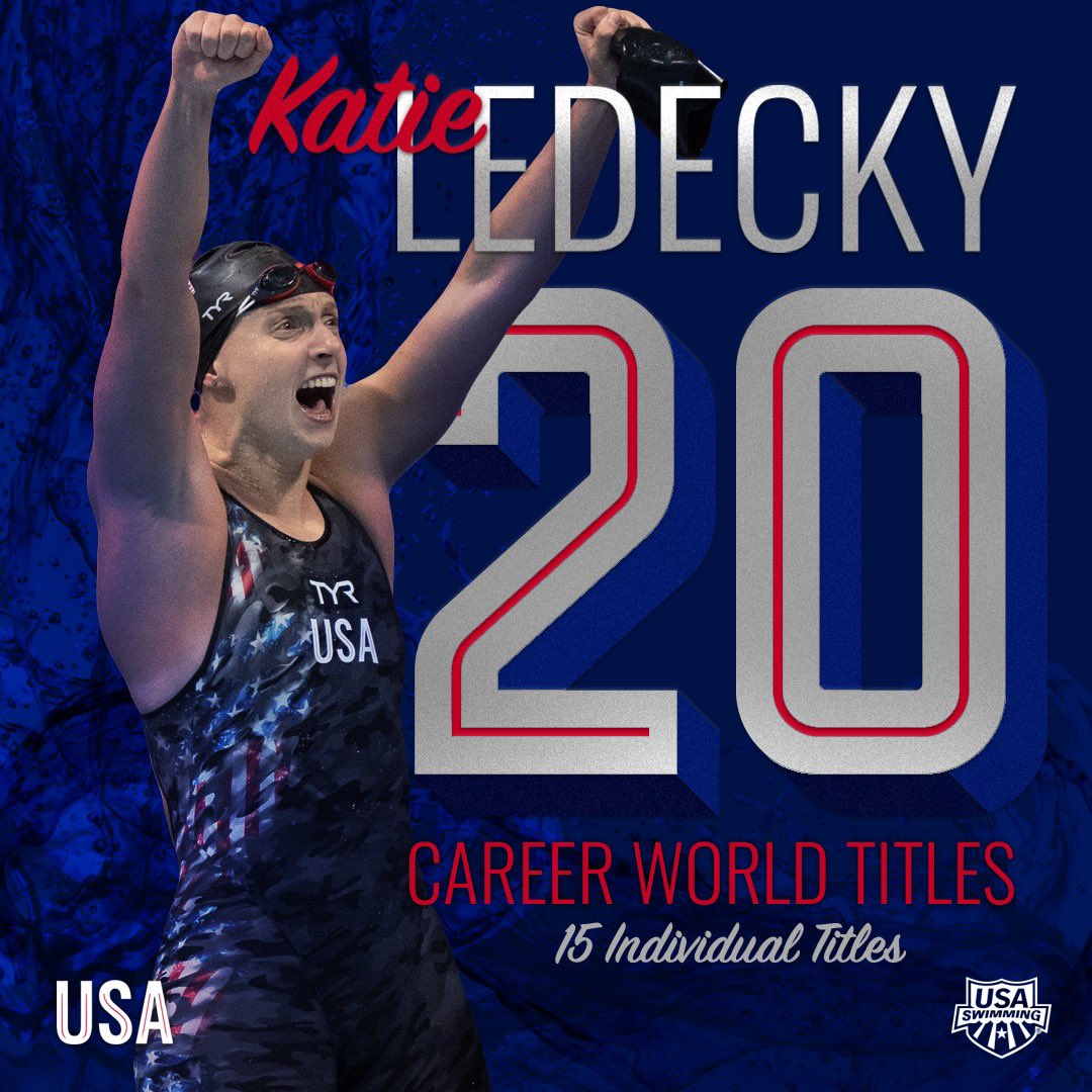 The first woman to ever win 20 world titles. 

Simply incredible, <a href="/katieledecky/">Katie Ledecky</a> 🤝