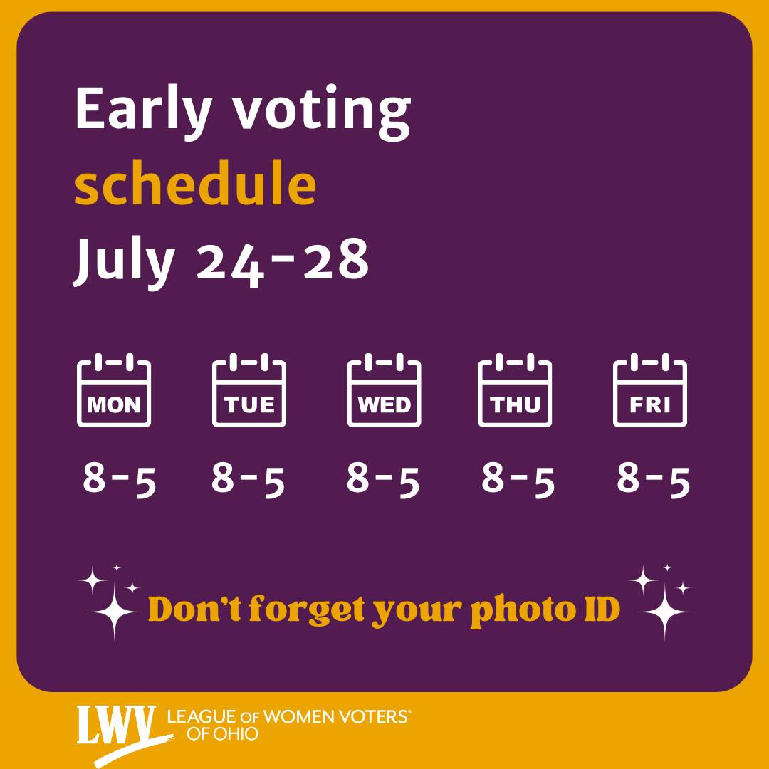 lwvohio's tweet photo. Early voting continues this week!
Make sure you've got your photo iD– Ohio BMV-issued drivers licenses and state IDs, Ohio National Guard ID card, US Military or Department of Veterans Affairs ID card, or US passport card or book. https://t.co/6YwV2kInDW