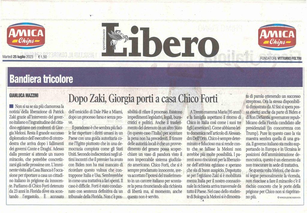 #25luglio
DOPO ZAKI, GIORGIA PORTI A CASA CHICO FORTI

<a href="/Libero_official/">Quotidiano Libero</a>
<a href="/GiorgiaMeloni/">Giorgia Meloni</a> 
<a href="/Antonio_Tajani/">Antonio Tajani</a> 
#nordio
#chicoforti
<a href="/minGiustizia/">Ministero Giustizia</a> 
<a href="/ItalyMFA/">Farnesina 🇮🇹</a> 
<a href="/Montecitorio/">Camera dei deputati</a>