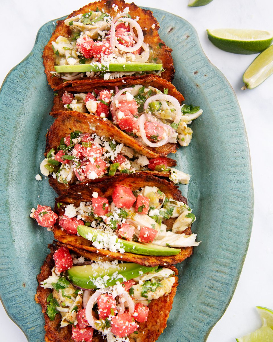 Taco Tuesday: Summer Edition🍉 These summer tacos are perfect for a July day in the sun! Served in a crisp Cali'Foods flatbread shell, they're light, vibrant, and perfect for beating the heat☀️  Top with feta cheese, red onion, and avocado for a refreshing and healthy lunch!