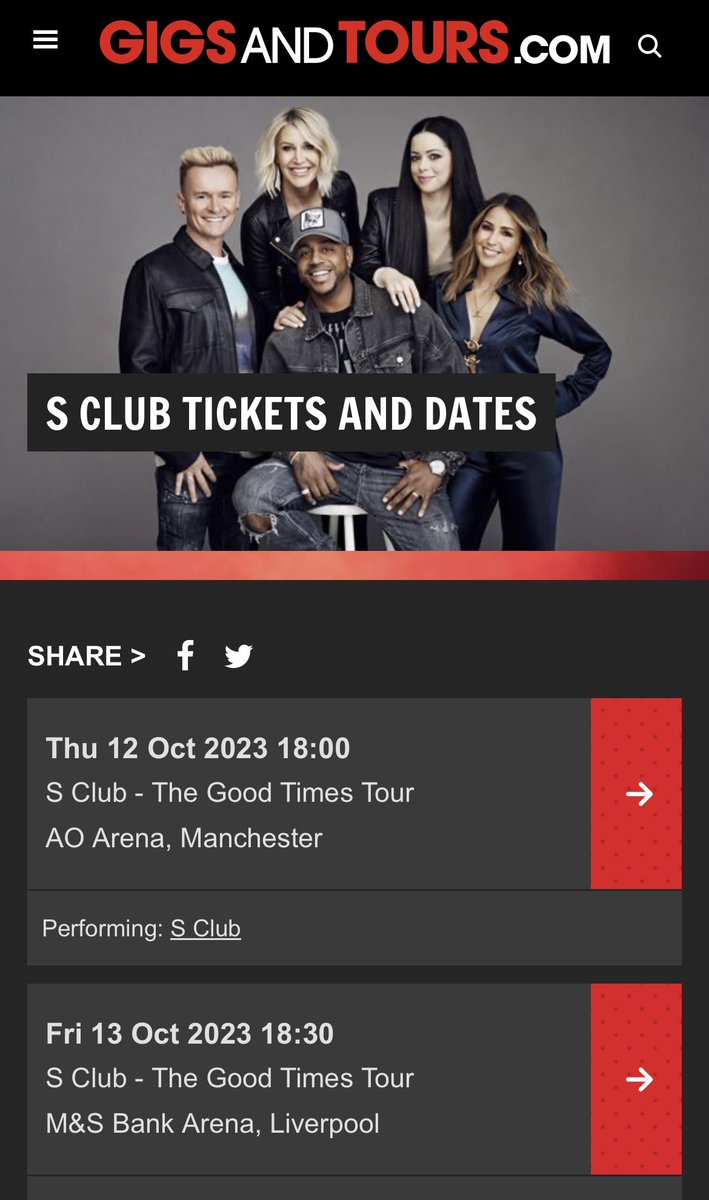 joomearasource's tweet photo. the ticket websites have all now been updated to include the new 5-piece photo and the new tour title “S Club - The Good Times Tour” https://t.co/7WqvaF0d3b