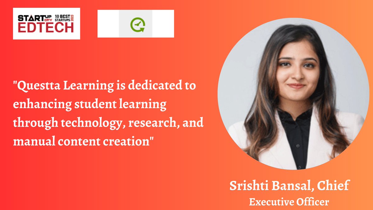 SINewsUpdates's tweet image. Questta Learrning has been selected by #SiliconIndia as one of the &apos;Top 10 Edtech Startups - 2023&apos;.

Article: lnkd.in/g5tRvSWA

Srishti Bansal, Chief Executive Officer

#EdtechStartups #globalEdtech #Edtech #EducationIndustry
#Technologies #education #evolutionofinternet