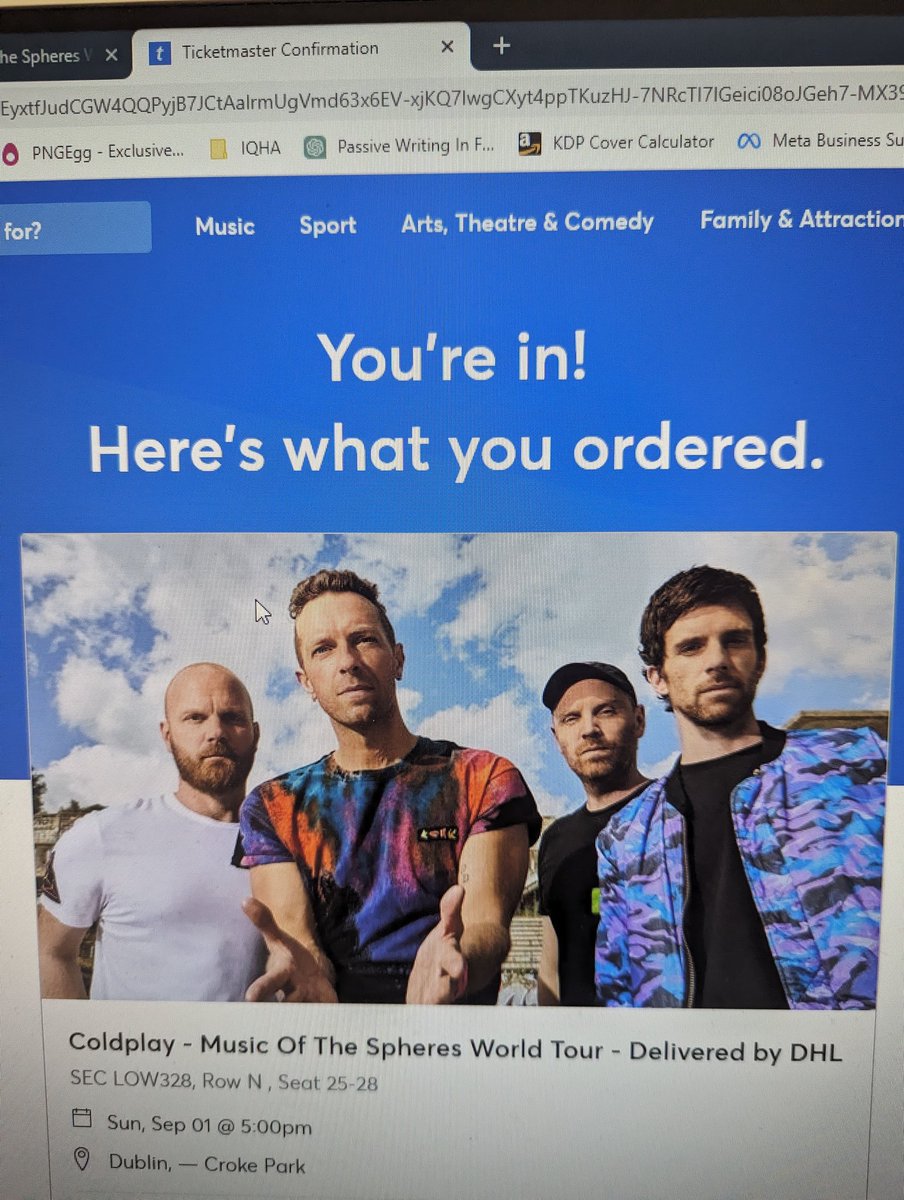 Can't believe it!! 4 grabbed for Sunday. Good luck everyone 🤞 #coldplaydublin