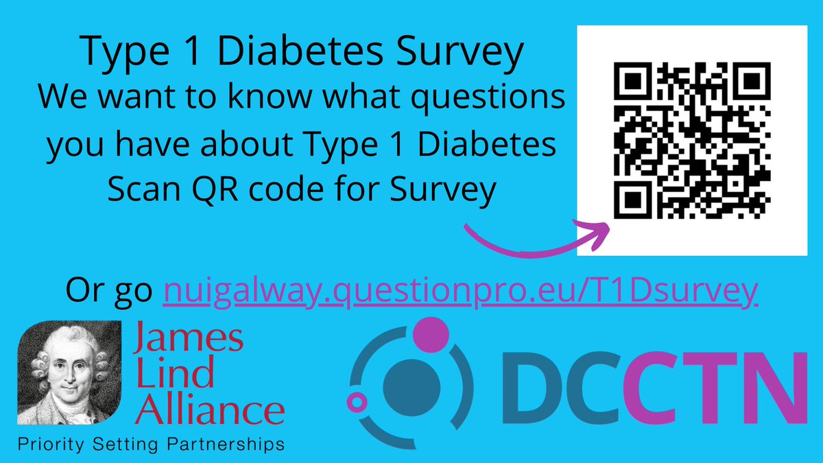 Diabetes Collaborative Clinical Trial Network (@diabetesctn) on Twitter photo What #Type1Diabetes questions do you have?🤔 If you're 18+ and are affected by #type1 or are a #T1D healthcare professional, complete this survey to help us develop our top 10 #research priorities with
<a href="/LindAlliance/">James Lind Alliance</a>, <a href="/DiabetesUK/">Diabetes UK</a>, <a href="/Diabetes_ie/">Diabetes Ireland</a>, @JDRFUK
👉nuigalway.questionpro.eu/T1Dsurvey What #Type1Diabetes questions do you have?🤔 If you're 18+ and are affected by #type1 or are a #T1D healthcare professional, complete this survey to help us develop our top 10 #research priorities with
<a href="/LindAlliance/">James Lind Alliance</a>, <a href="/DiabetesUK/">Diabetes UK</a>, <a href="/Diabetes_ie/">Diabetes Ireland</a>, @JDRFUK
👉nuigalway.questionpro.eu/T1Dsurvey