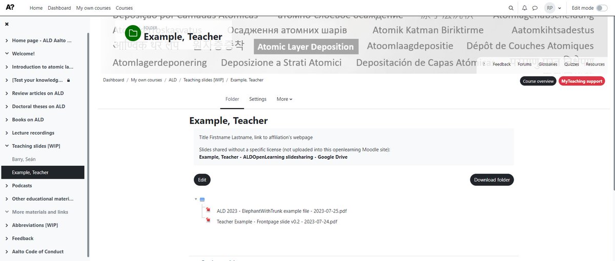 rlpuu's tweet photo. The slide sharing function requested by @sean_t_barry for the #ALDOpenLearning Moodle site is progressing during #ALDALE2023.
I can create a folder for any teacher who wants to share their slides: Lastname, Firstname.
Example:
https://t.co/Yg2tSZJ6Jo
#ALDep #ALDepChat https://t.co/yODhkdq5tC