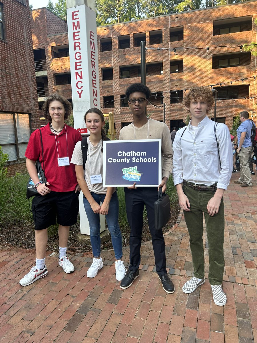 CTE_Chatham's tweet image. Today is a busy day for our students that are attending the Tech Creative Summit at NC State. Students will be networking with Tech Industry Leaders throughout the day! @ChathamCoSch