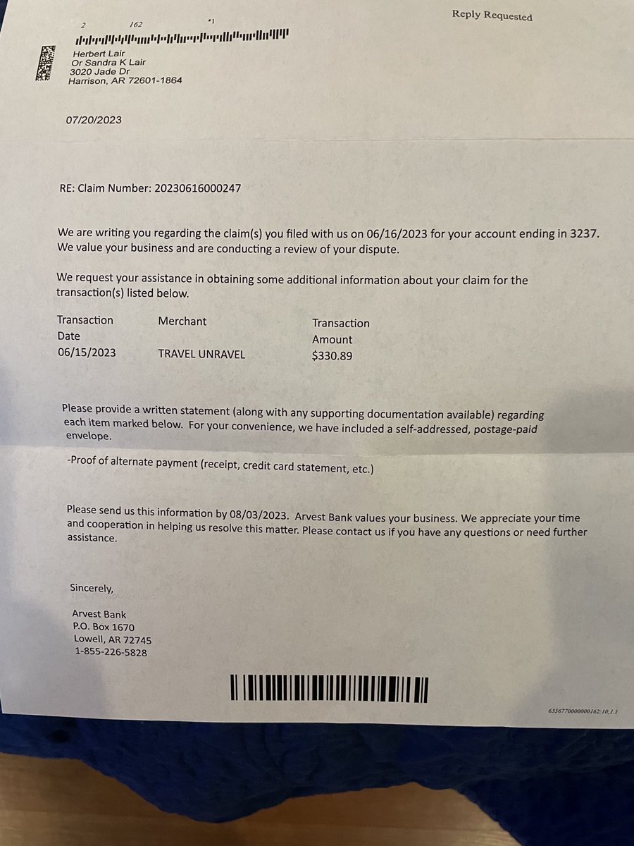 @arvest #SajanGautan I have no record of any services or products supplied by #TravelUnravel & has been well documented on ⁦@Twitter⁩ ⁦@FrontierCare⁩ can confirm my 3 tickets were paid by #Discover - no need for go fetch letter ⁦@FAANews⁩