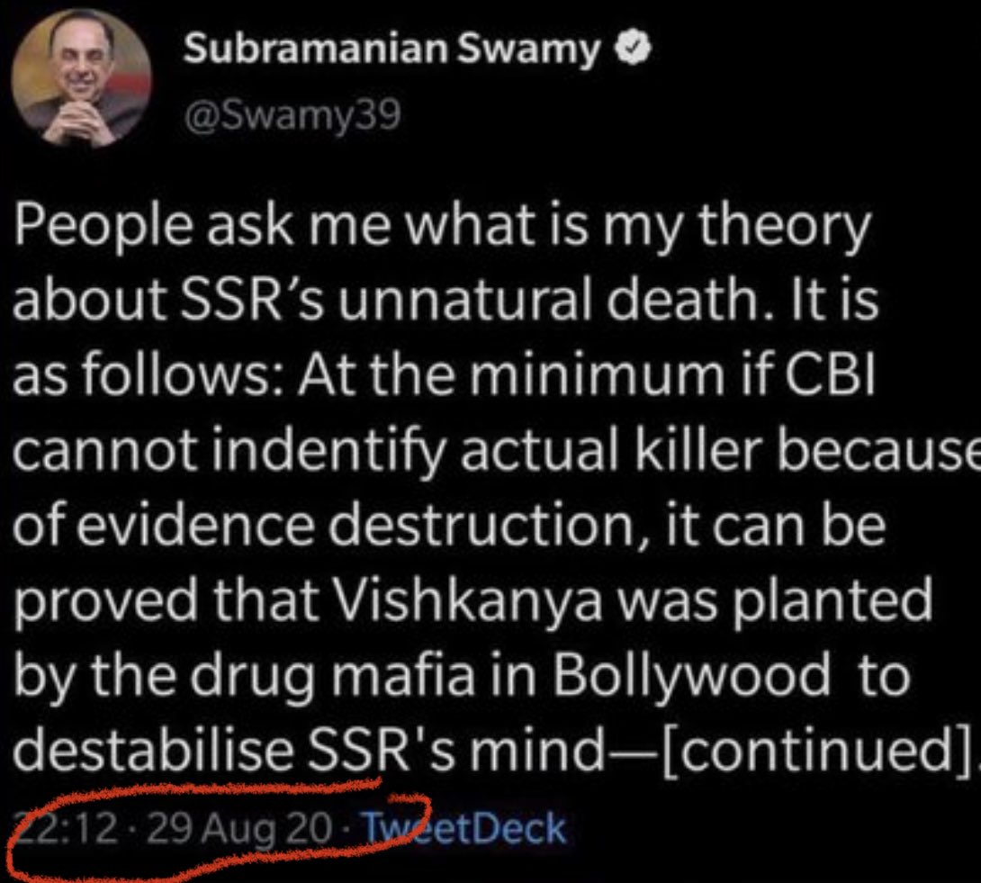 SSR474's tweet photo. Sushant Was Isolated by Dayan to weaken his support system. 

The day B* entered Sushant’s life, it turned upside down!
She drugged him, separated him from his family n friends, looted him &amp; finally got him eliminated😢

Praying 2 Mahadev 4 SSRJustice n consequences 4 her कुकर्मs https://t.co/4YEivqxVCV