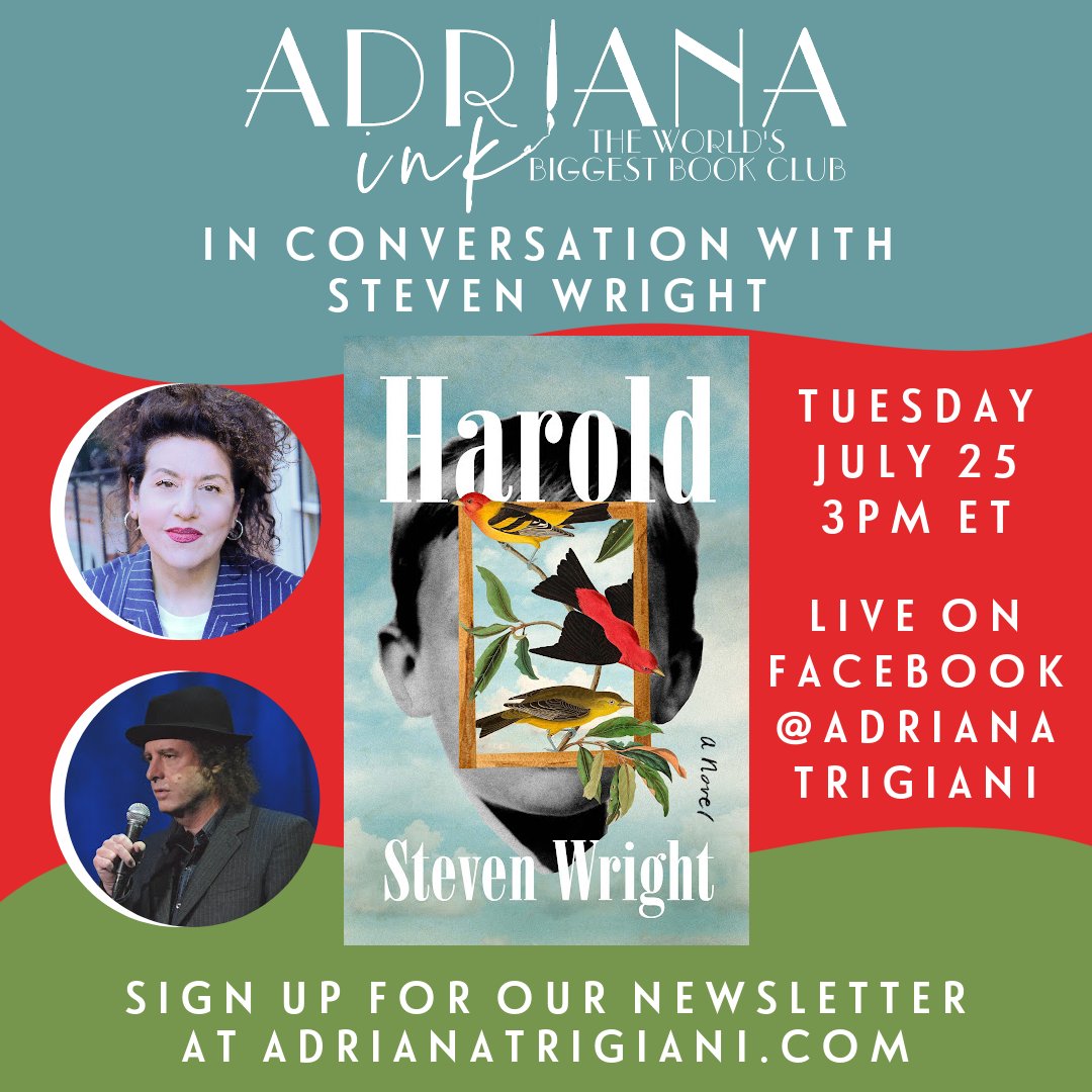 Steven Wright (@stevenwright) on Twitter photo I’m looking forward to speaking with <a href="/adrianatrigiani/">Adriana Trigiani</a> today, 7/25 at 3:00PM ET ... facebook.com/AdrianaTrigiani I’m looking forward to speaking with <a href="/adrianatrigiani/">Adriana Trigiani</a> today, 7/25 at 3:00PM ET ... facebook.com/AdrianaTrigiani