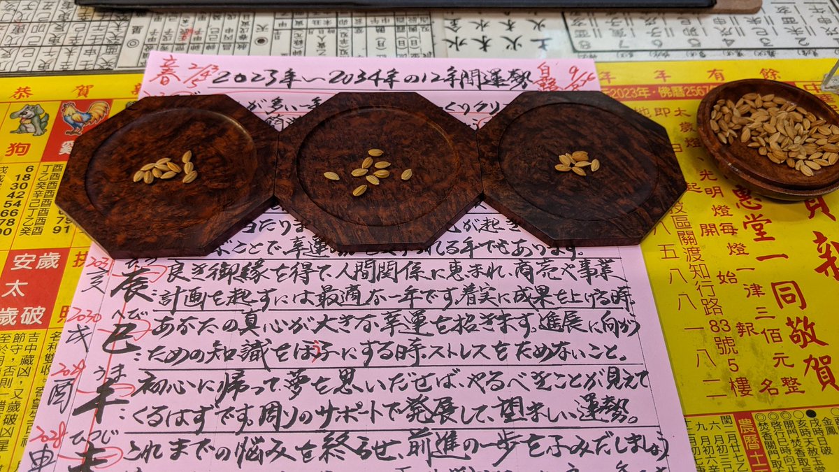 占いはいいことしか信じないのであまり見ないのですが、台湾でせっかくなので評判の先生にみてもらってきました！
米粒占いなるものを初めて体験🍚

金運…「貯まらないけど困らない」

なるほど…当たってる気がする…🙄
いいこと…ですよね…？？