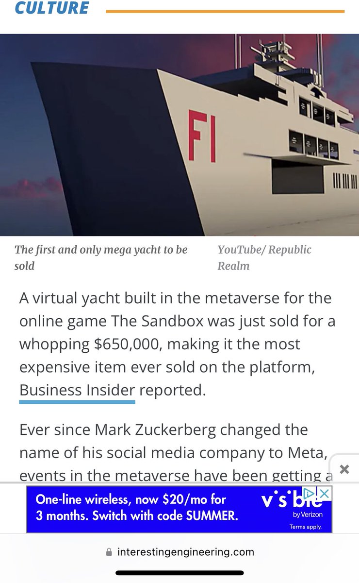 Anybody check on the person who spent $650,000 for a mega yacht in <a href="/TheSandboxGame/">The Sandbox</a>  metaverse? 

Hope they doing alright. Must get lonely out there.