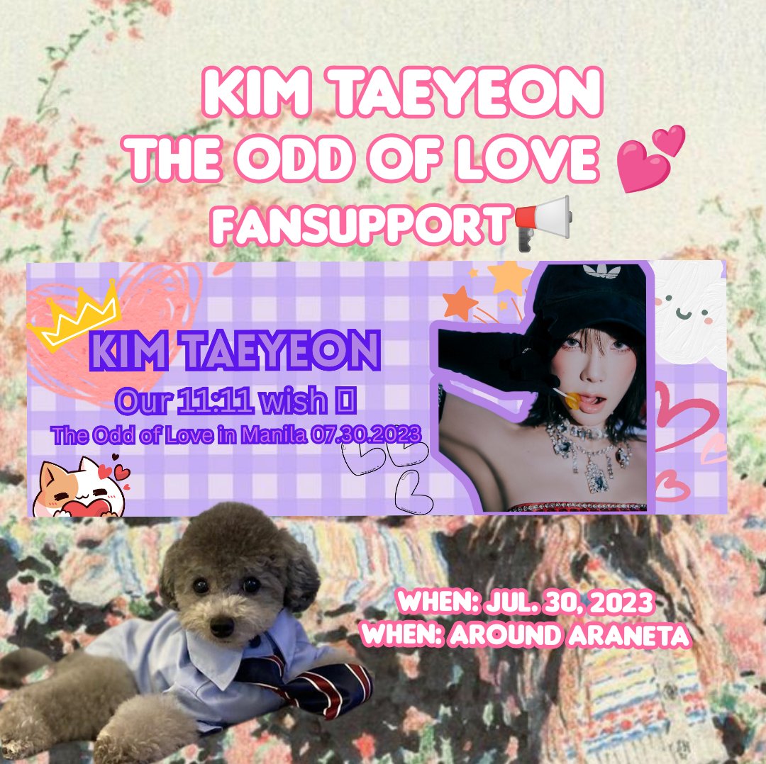 justcallmeDzz's tweet photo. The Odd of Love in Manila
banner fan support by @justcallmeDzz
γ
‘ as long as you support Taeyeon you're qualified πͺ
-strictly 1:1
- limited qty only
see you all soon ph-sones β₯οΈ
#TAEYEON #TheODDOfLOVE_in_MANILA
#TAENGCON https://t.co/ZiNDvE06O8