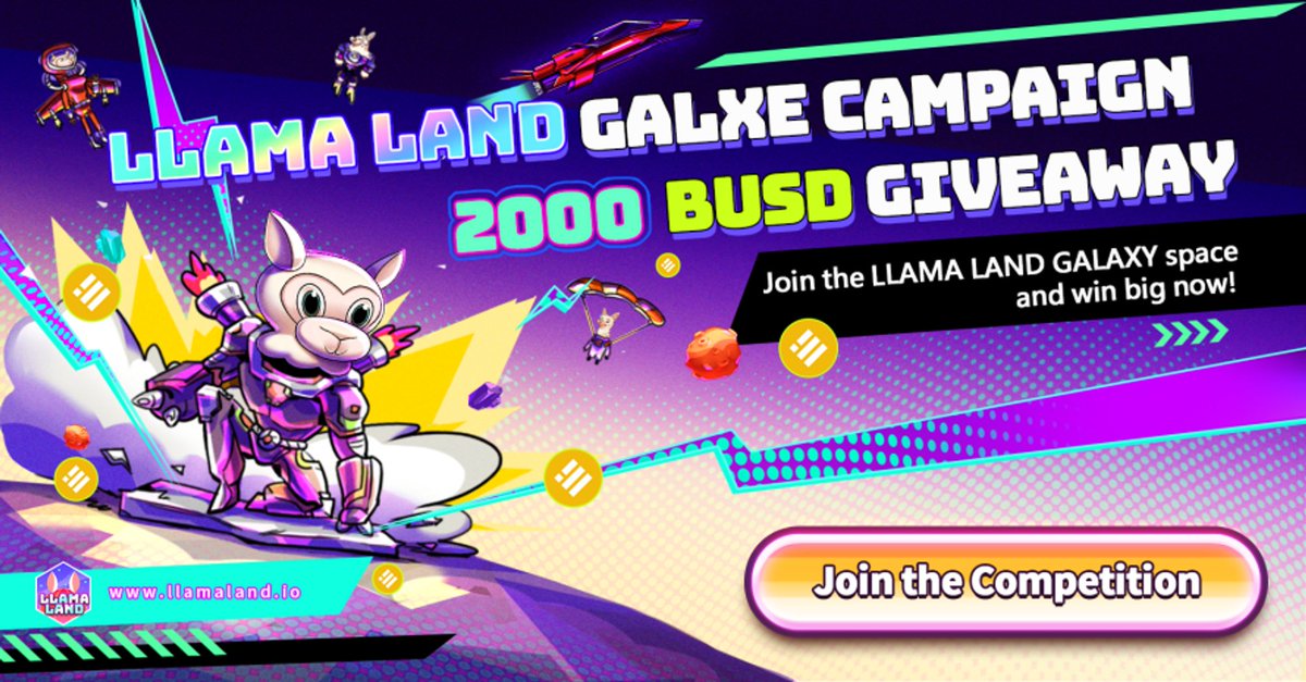LlamaLand_Game's tweet photo. Hey Llamas!🦙
It's time for a giveaway!🎊

We will be giving away 💰2000 $BUSD 💰 to members who participated in our Galxe campaign. This event is to celebrate the launch of Llama Land's second competition mode, "Landing"!🚀

Come Join us and safe landing!😜

Link in the comments!⤵️