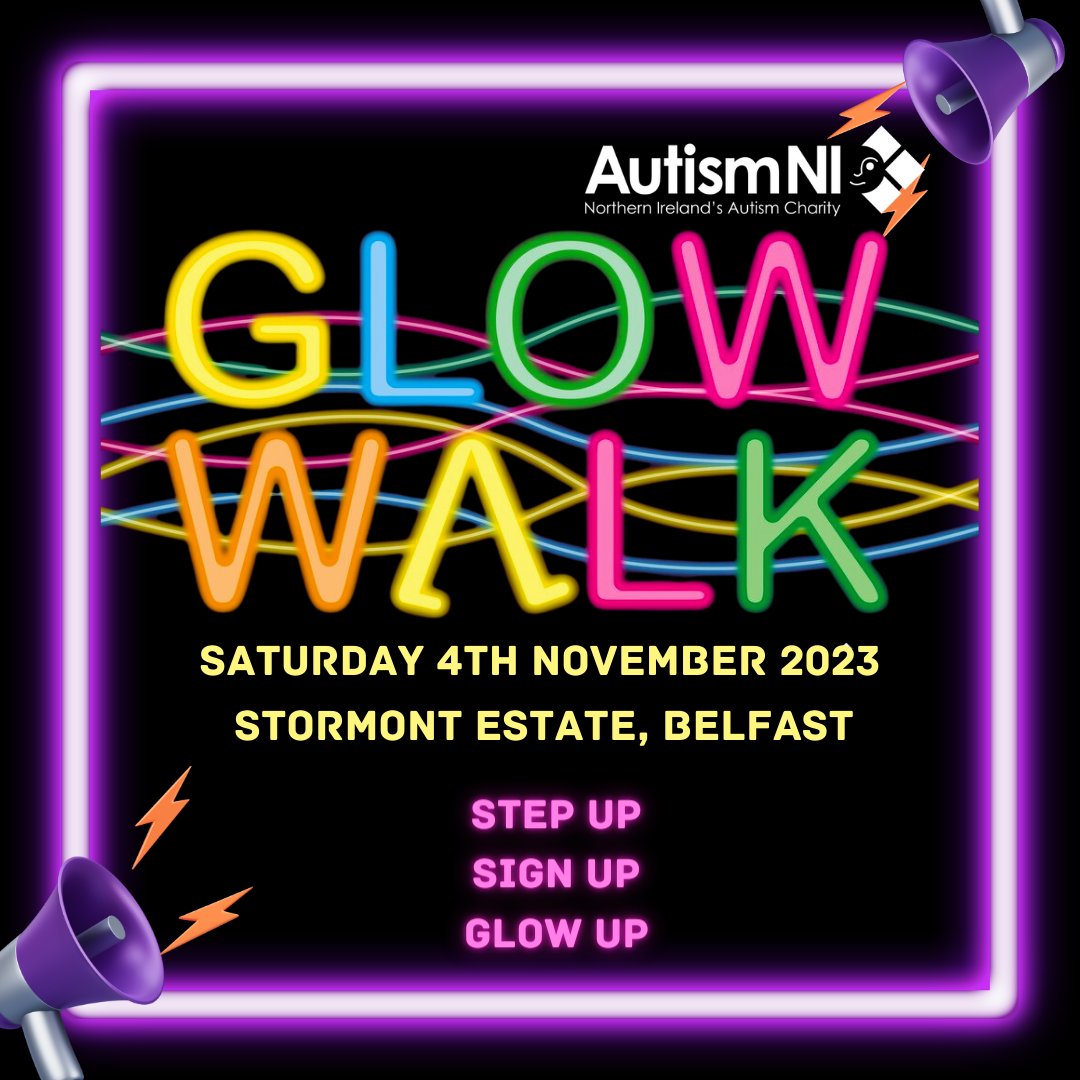 AutismNIPAPA's tweet photo. ✨ Save the date ✨
Get your glow on and join us for a fun filled night on Sat 4th Nov at Stormont Estate, Belfast.
Registration is FREE and we are asking families to raise £75 to support our invaluable Helpline.
Register early, https://t.co/X2hXVr2atk
#fundraising #glowwalk https://t.co/XdLODxjb9s