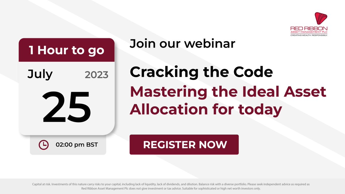 OlgersFrank's tweet photo. You still have the chance to register for our upcoming webinar, "Cracking the Code: Mastering the Ideal Asset Allocation for today."
Date: 25th July 2023 | Time: 2:00 pm BST

Register now: https://t.co/CPQJvWTaDQ https://t.co/GxwAOWQVCp