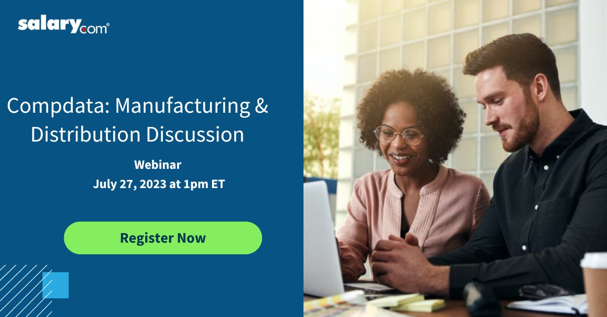 Salary's tweet image. WEBINAR 7/27 - CompData Manufacturing and Distribution. Join us for a discussion surrounding our #Compdata #Manufacturing &amp;amp; Distribution #survey. Gain insight into the undeniable value that salary surveys bring to your organization. buff.ly/44WcIVA 
#hr #hrdata #hrtech