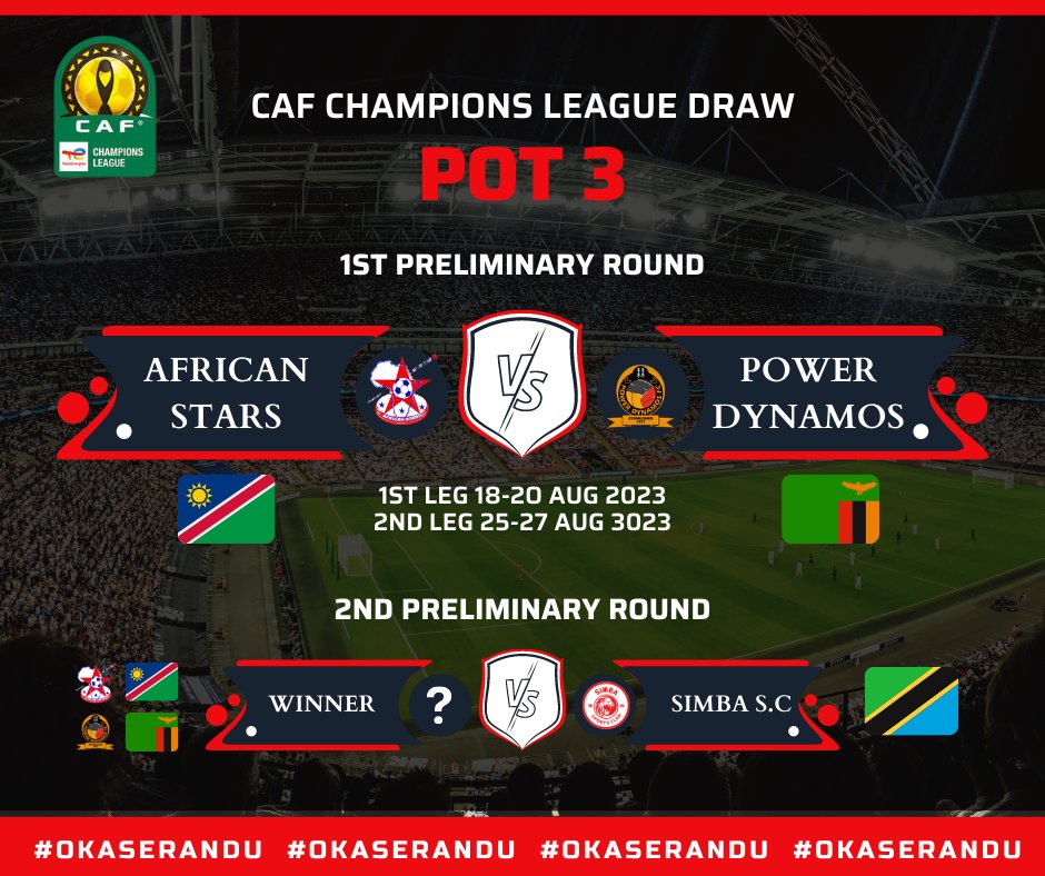 Exciting news! African Stars 🇳🇦 will face Power Dynamos 🇿🇲 in the CAF Champions League prelims! Let's rally behind our team! #AfricanFootball #GoStarsGo 🌟⚽️🏆