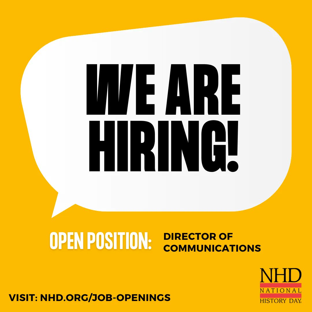 📣 We are hiring! 📣 NHD is looking for a Director of Communications. Visit nhd.org/job-openings to view the job description and apply.