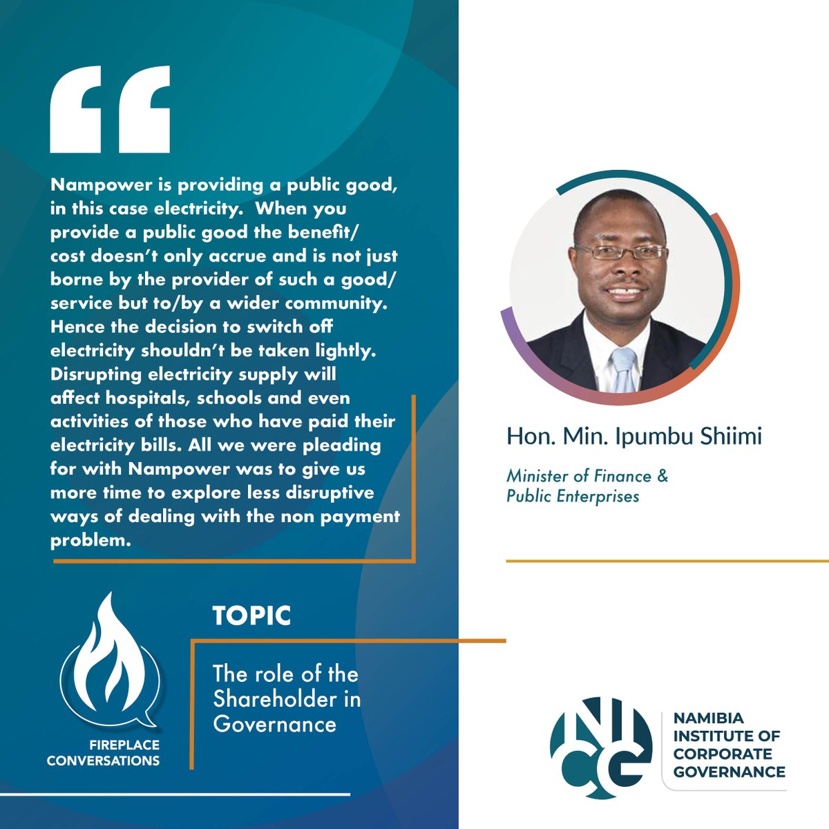 Namibia_NICG's tweet photo. Hon. Minister Shiimi emphasized that Nampower, as a provider of a public good like electricity, must consider the broader community when making decisions. The impact of switching off electricity goes beyond the provider and affects essential services like hospitals and schools. https://t.co/tXflaiLzPS