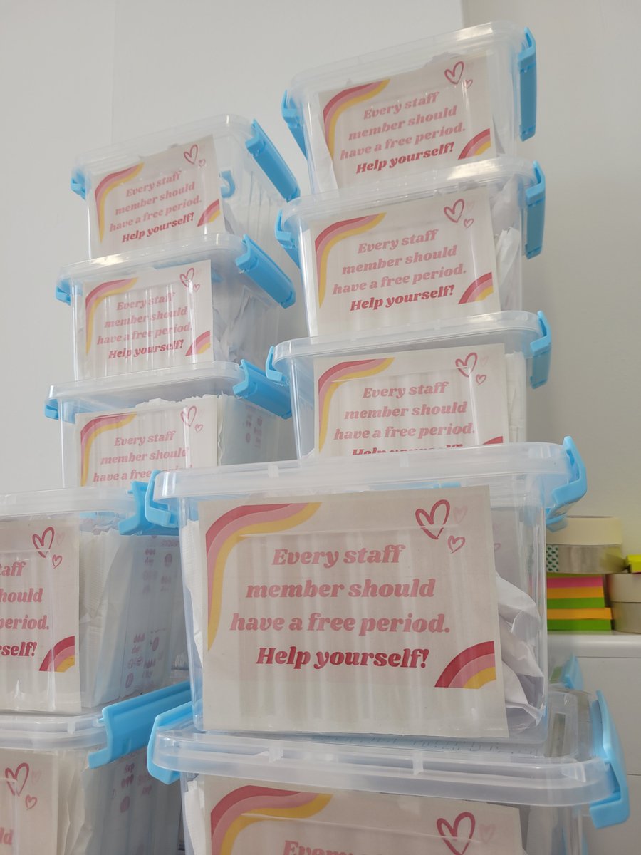 Off out delivering these to our wards and departments today and tomorrow. Free sanitary products for all staff at @RJAH_NHS!  The products are provided by the Trust from environmentally friendly company @HeyGirlsUK 🫶 Extremely passionate about this cost-of-living initiative ♥️