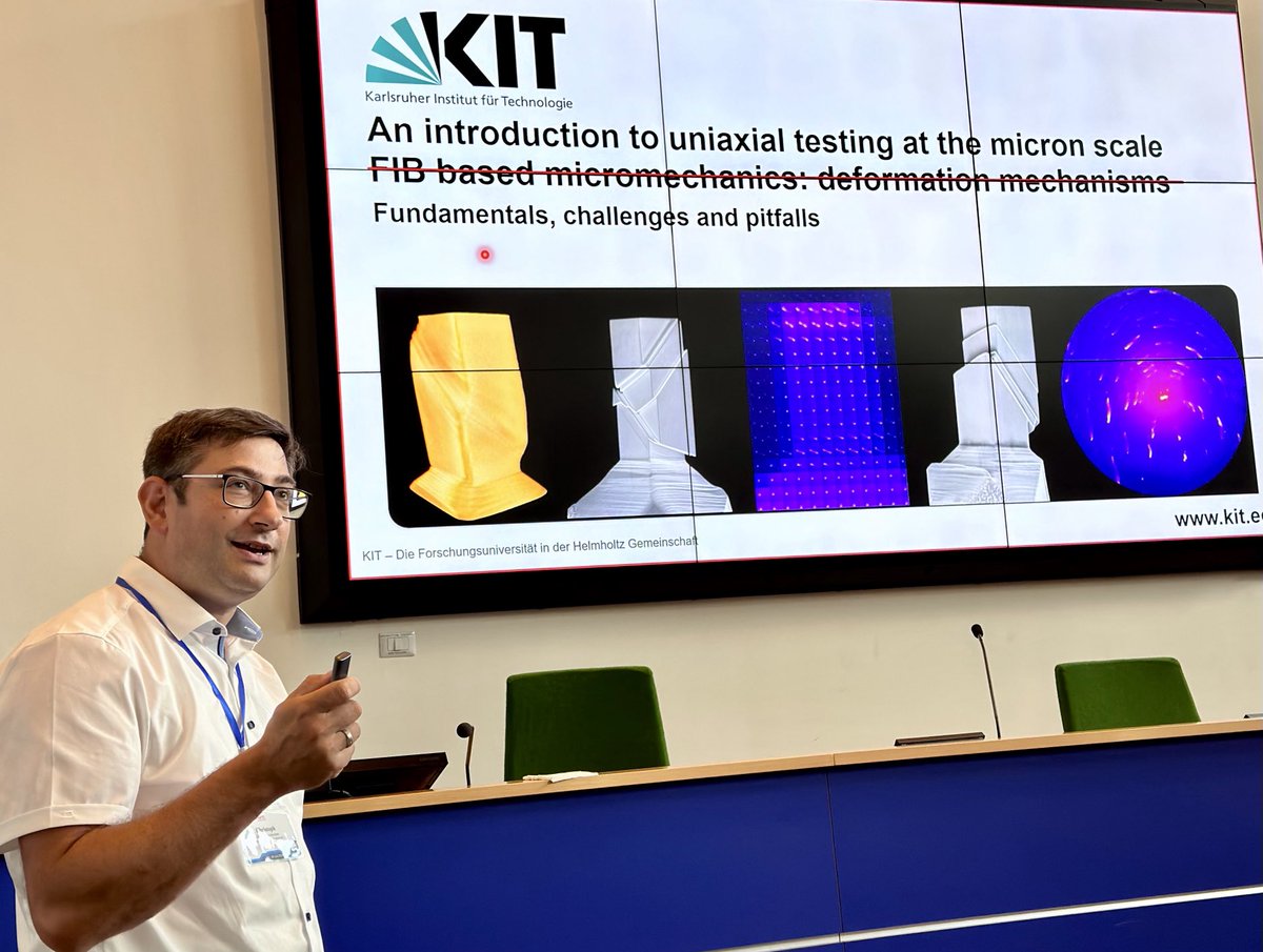 atomicbits's tweet photo. @COST_MecaNano summer school continuing with Christoph Kirchlechner on #FIB based #micromechanical testing https://t.co/sHMPPjrnng