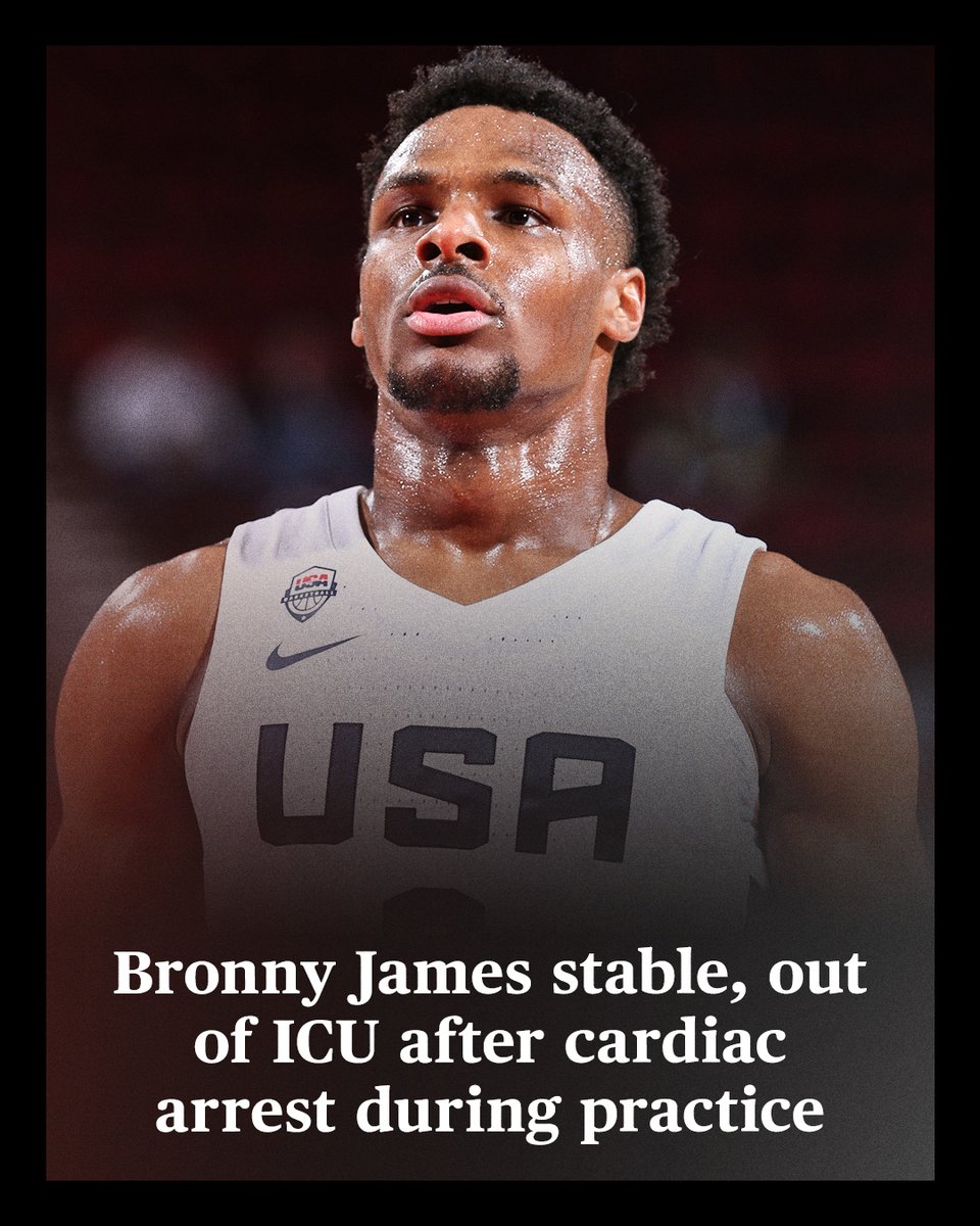 Bronny James is stable and out of the ICU after suffering a cardiac arrest while practicing at USC on Monday. 

More: spr.ly/6010PVOoQ