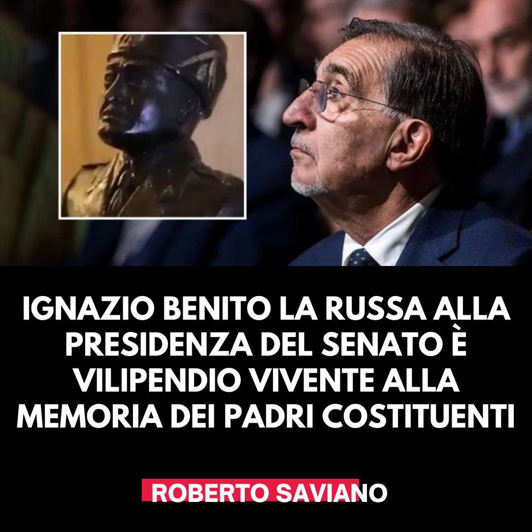 Ottanta anni fa, il 25 luglio 1943, il criminale di guerra Benito Mussolini, del quale il nostro Presidente del Senato ha a lungo conservato - fino a qualche mese fa - una statuetta celebrativa, venne cacciato dai suoi stessi sgherri.

La nomina di Ignazio Benito La Russa a