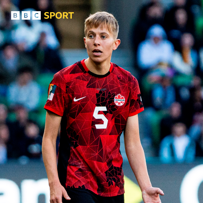 BBCSport's tweet photo. In their opening match against Nigeria, Canada midfielder Quinn became the first out transgender player at a Fifa World Cup.