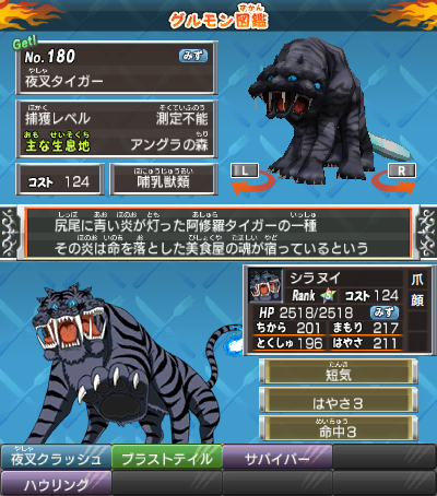 夜叉タイガー】(トリコ グルメモンスターズ！) 捕獲レベル：測定不能