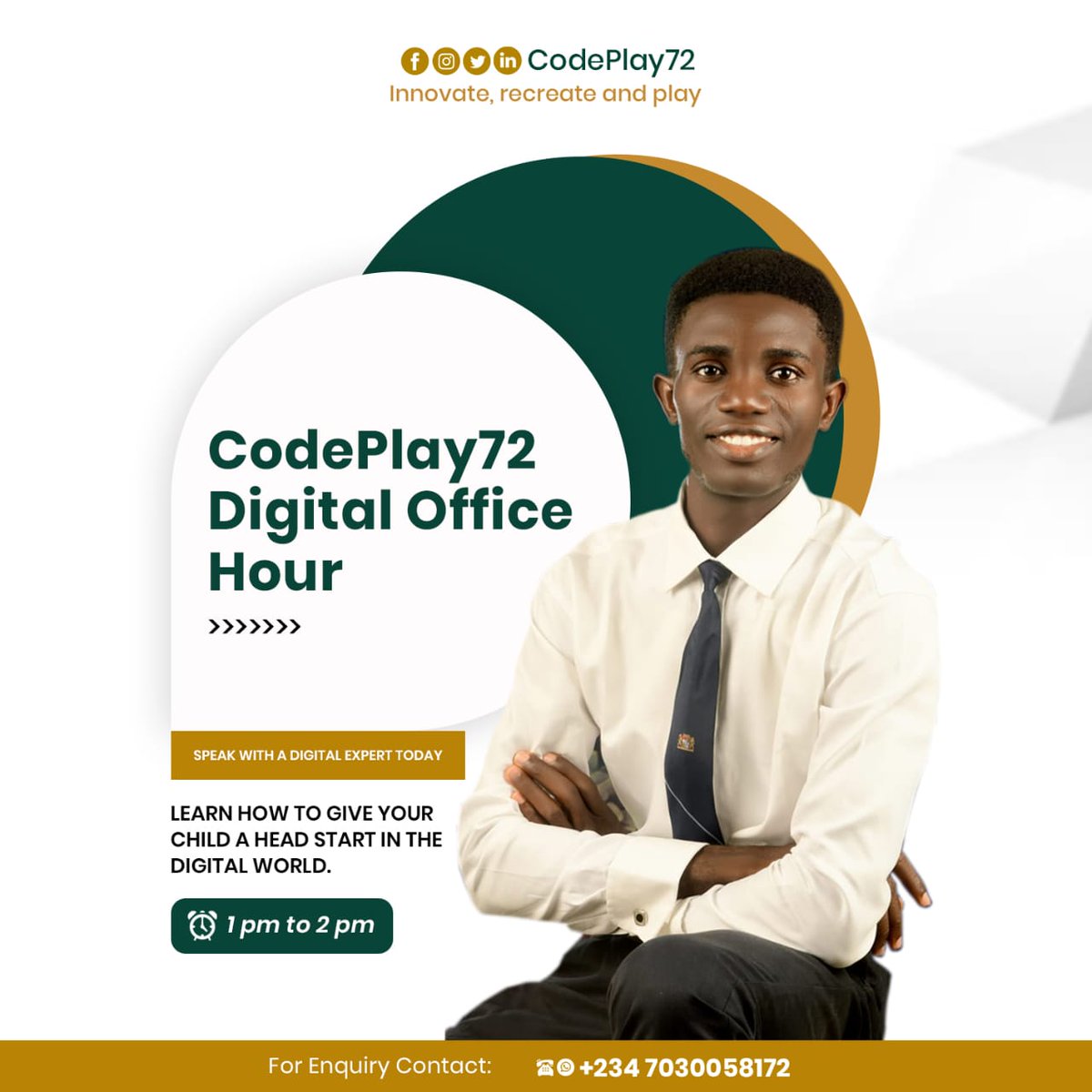 codeplay72's tweet image. @codeplay72 is opening a digital office hour to answer questions that parents may have about the future and possibilities of digital technology and innovation.
You can join the call from 1 pm to 2 pm WAT Monday - Friday
Link:
call.whatsapp.com/voice/5lxel7h8…